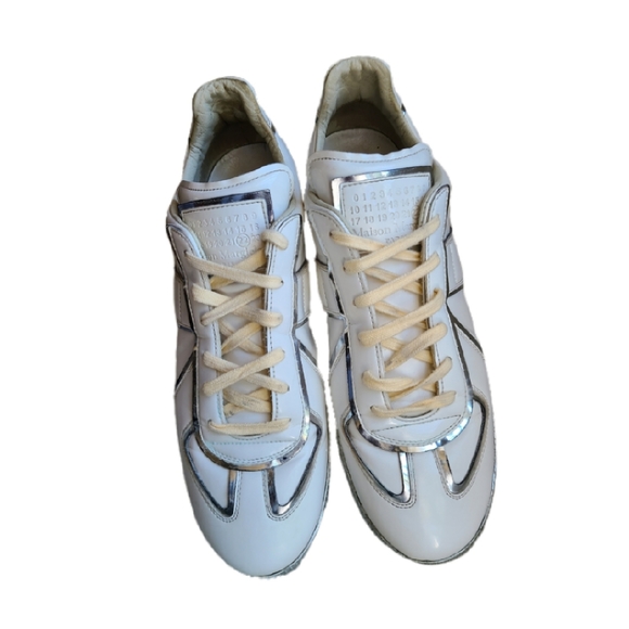 MAISON MARGIELA II WHITE & SILVER SNEAKERS - Picture 8 of 9